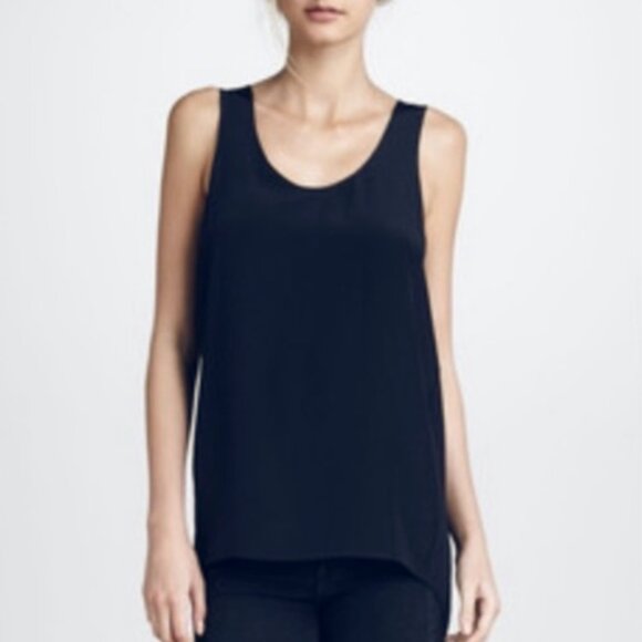 Vince Navy Silk Sleeveless Tank Top Small - Picture 1 of 5